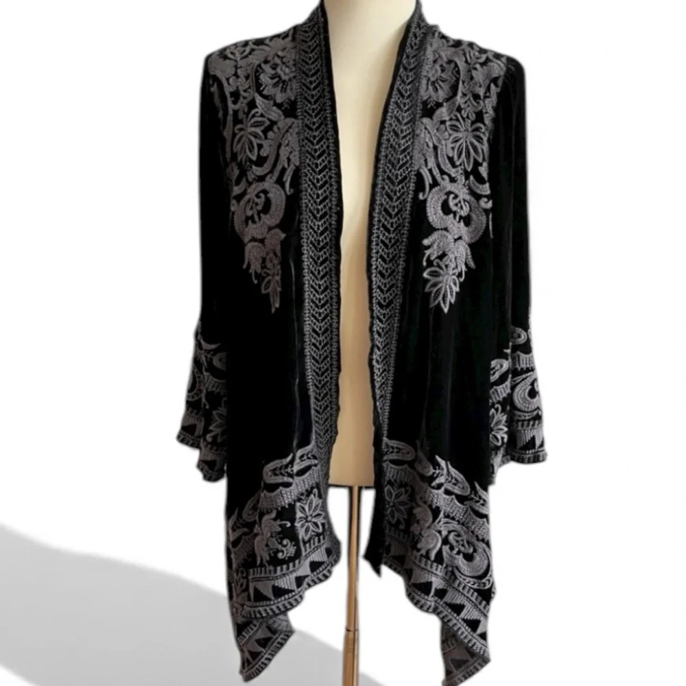 Johnny Was Hirsch heavily embroidered velvet jacket NWT